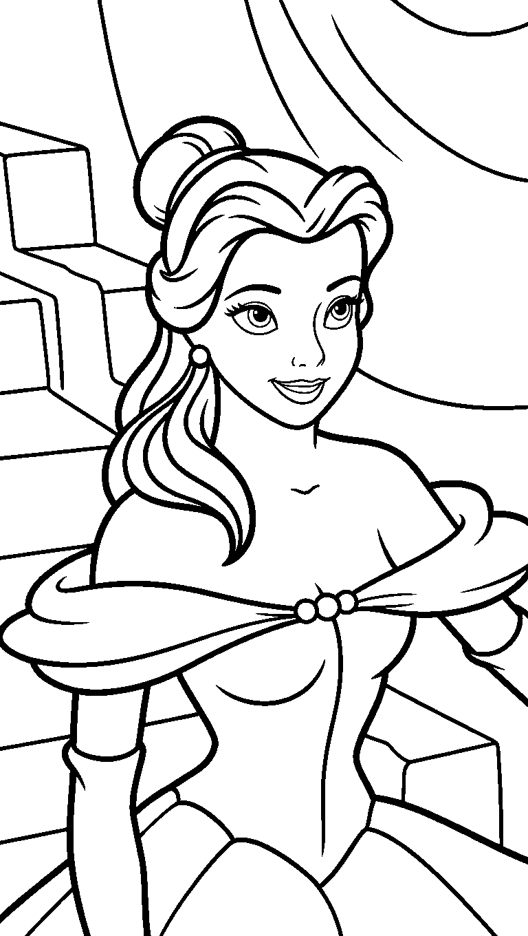 belle ballroom staircase line art