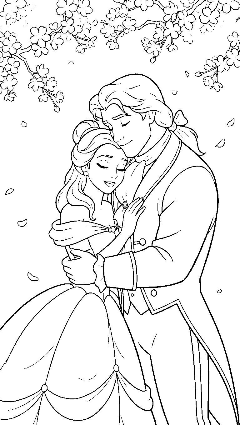 belle prince wedding line art