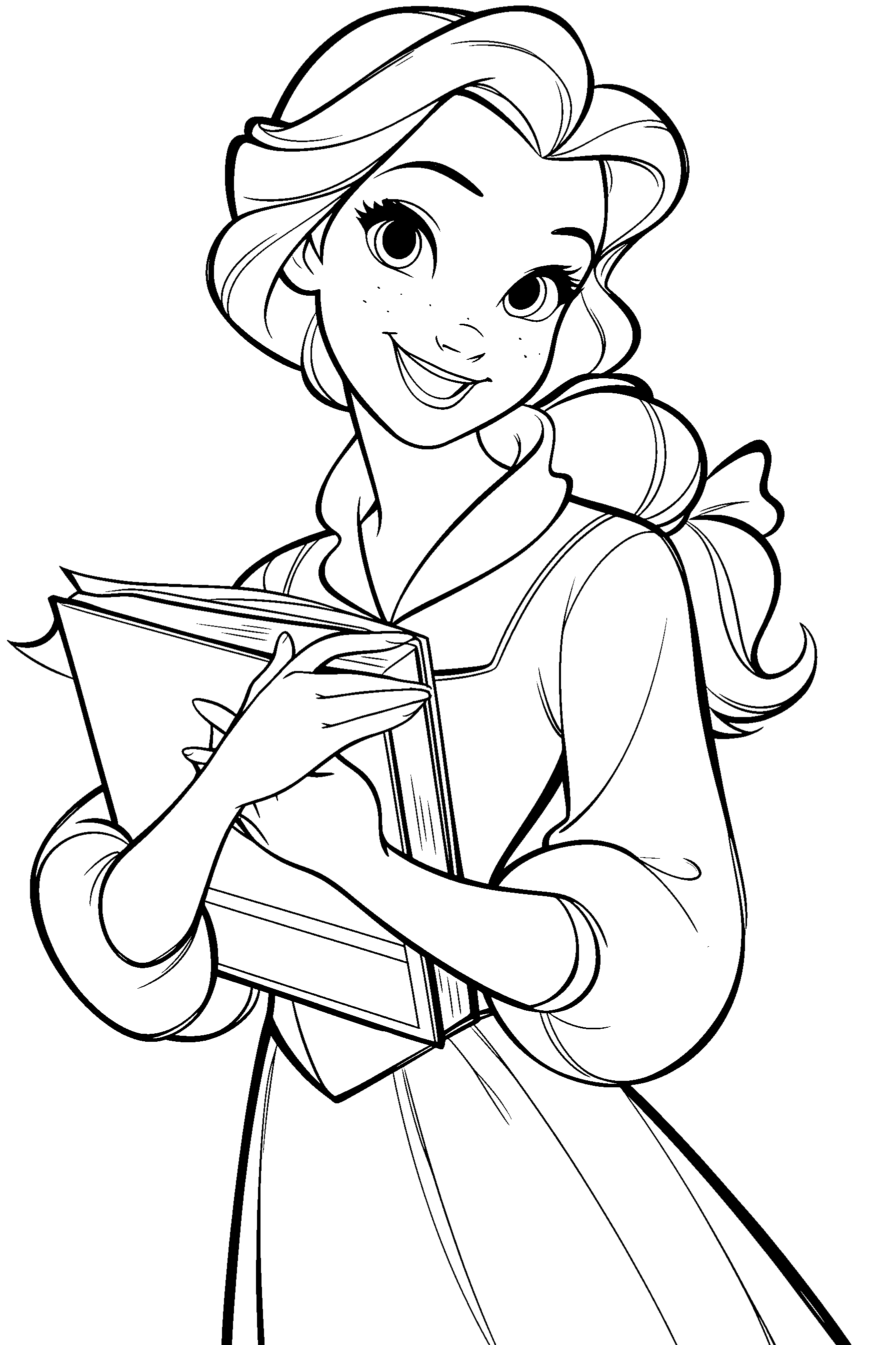 belle reading book line art