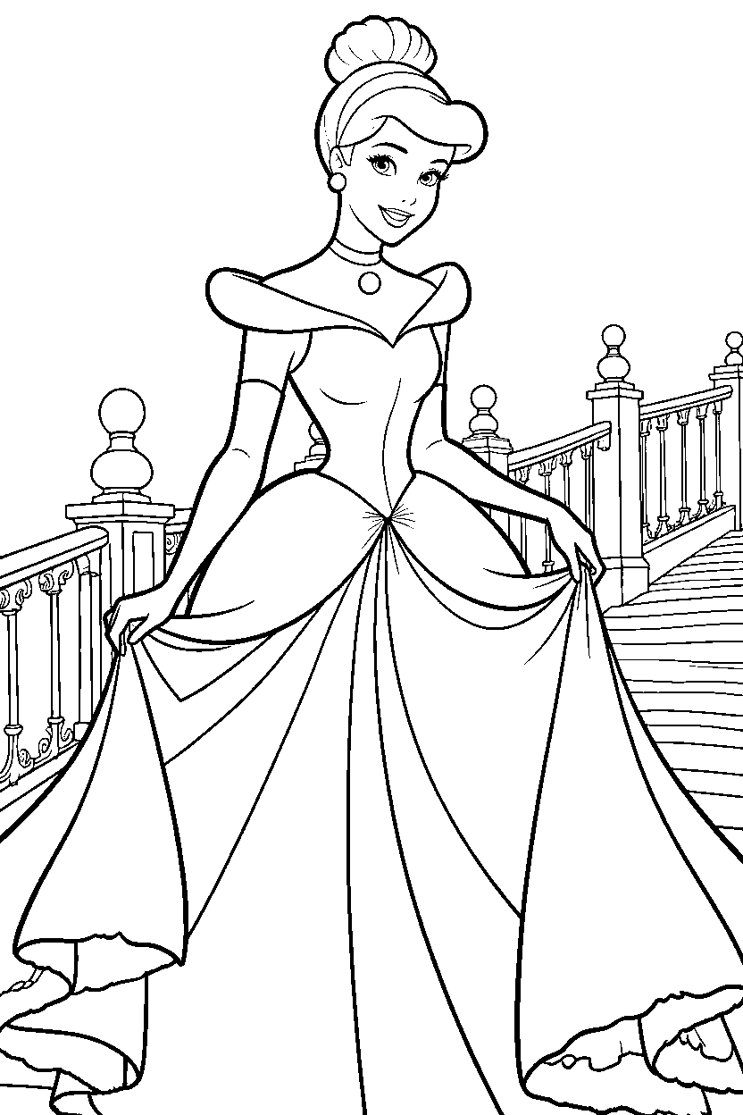 cinderella palace stairs line art
