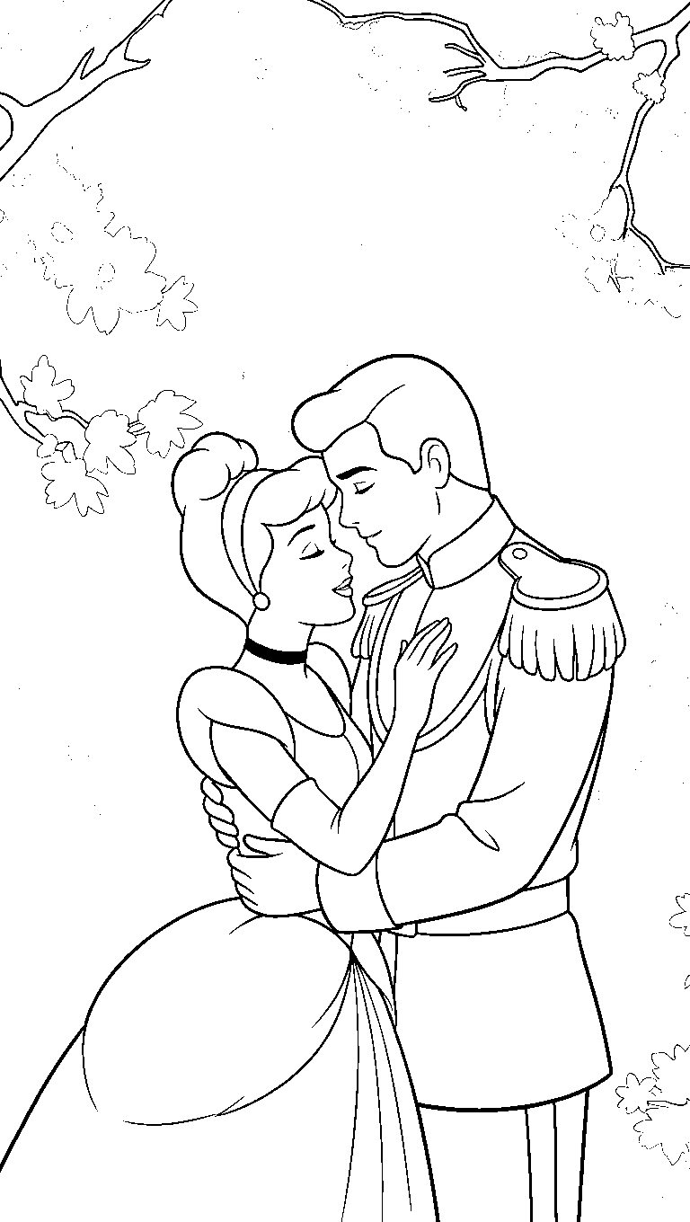 cinderella prince charming romance line art