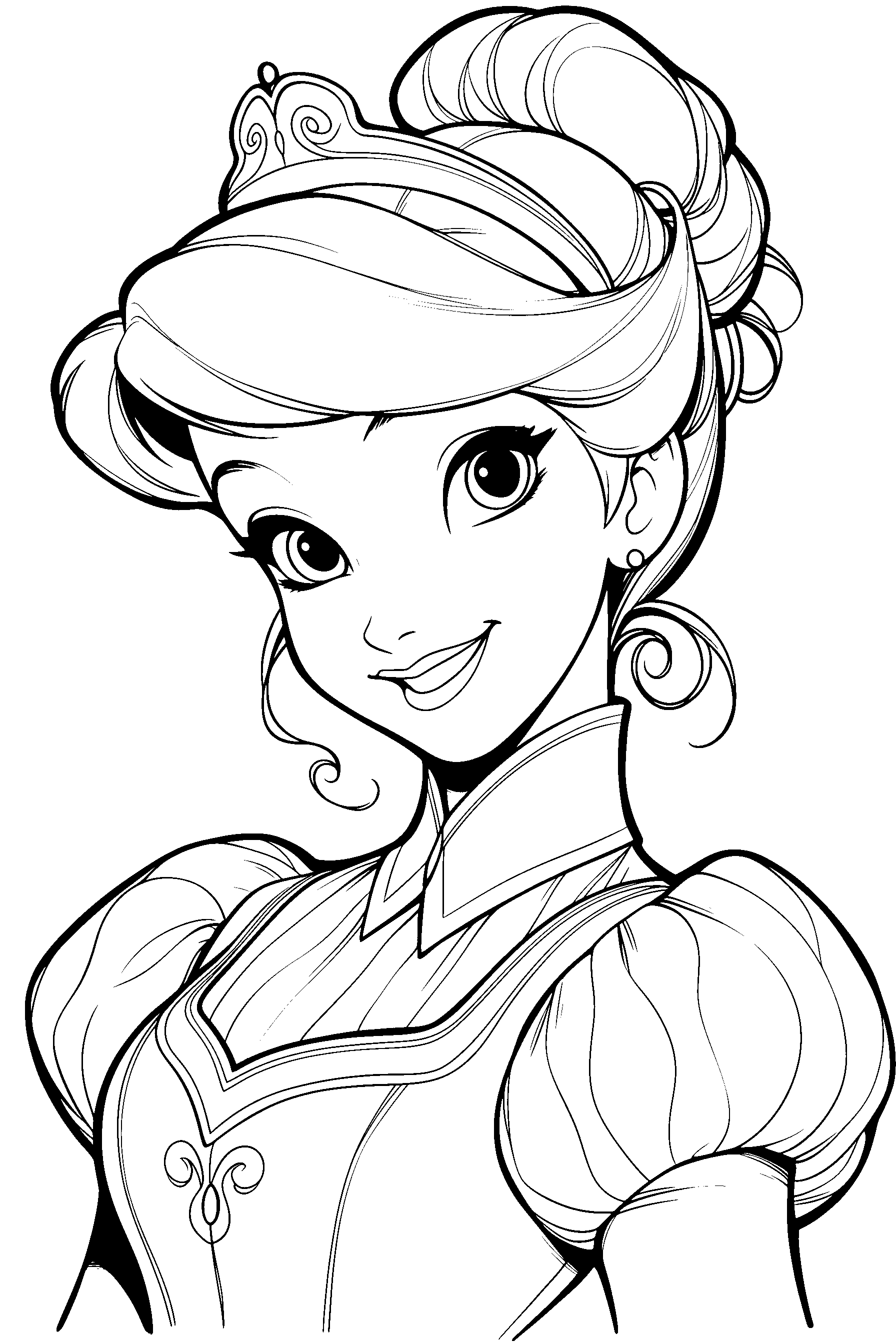 cinderella royal tiara portrait line art