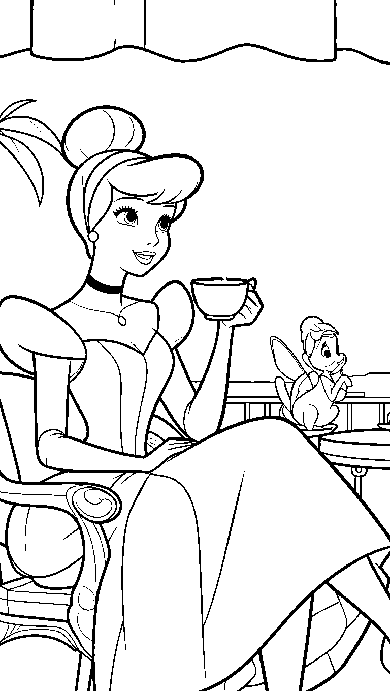 cinderella tea party line art