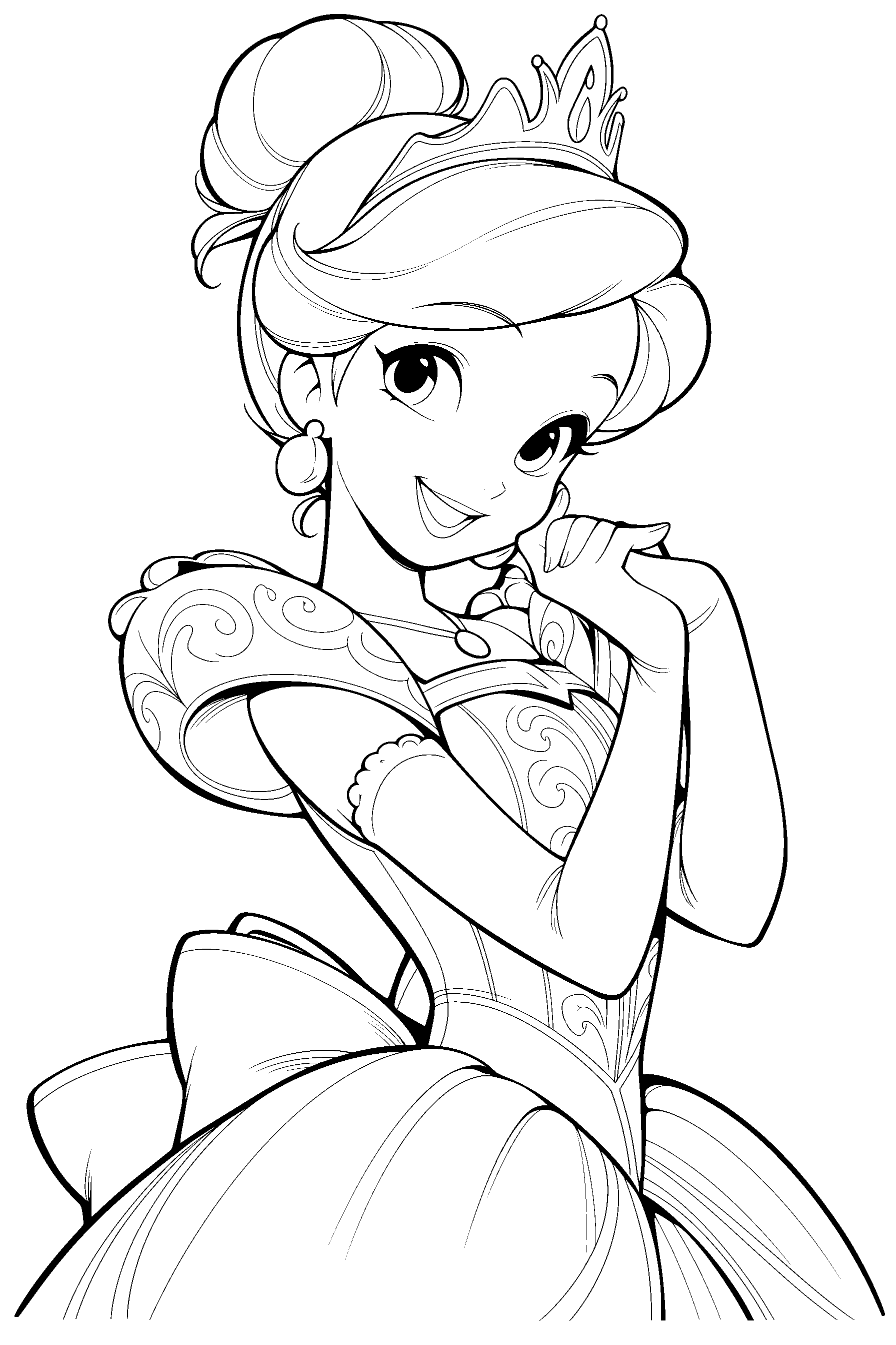 cute cinderella cheerful portrait coloring