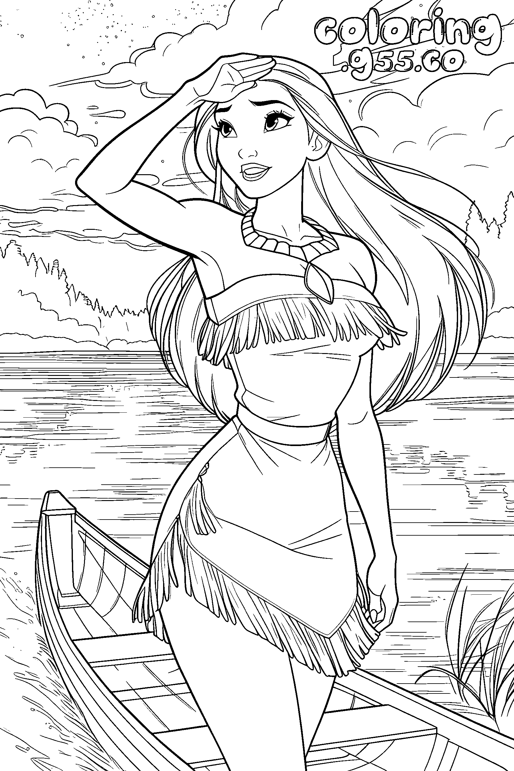 disney princess pocahontas coloring sheet for kids