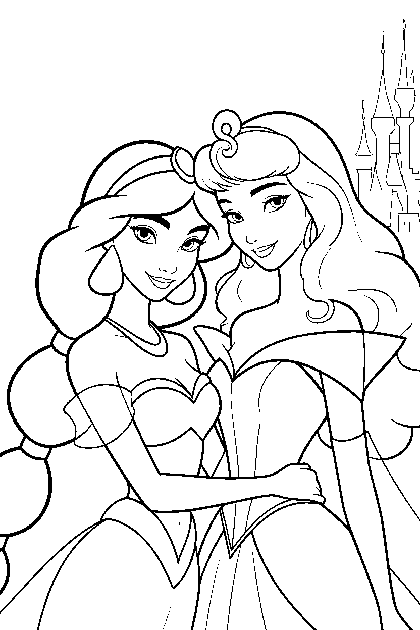jasmine aurora castle friendship line art
