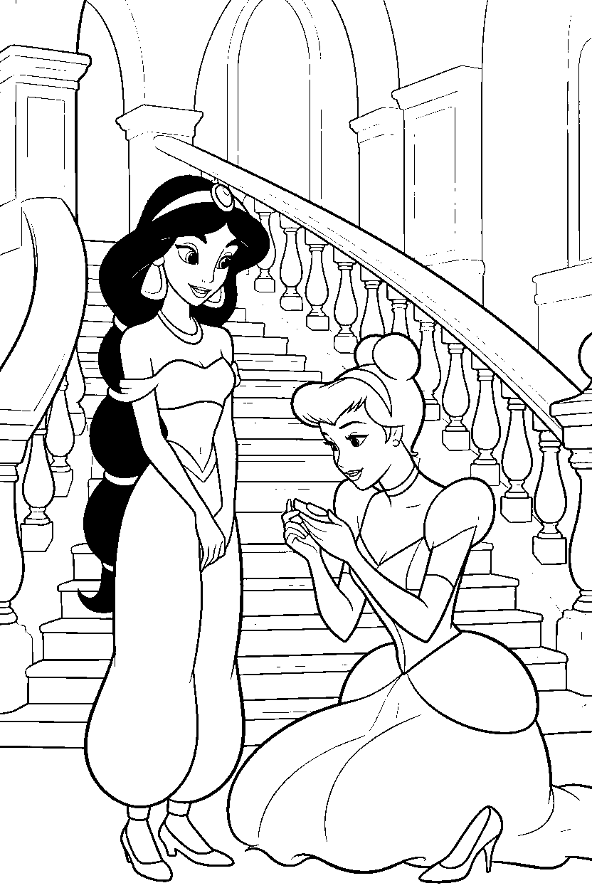 jasmine cinderella glass slipper line art