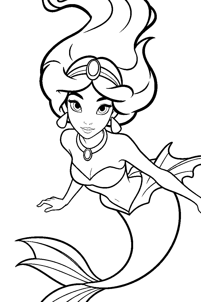 jasmine mermaid crossover line art