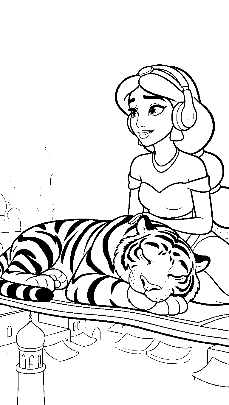 jasmine rajah tiger headphones line art