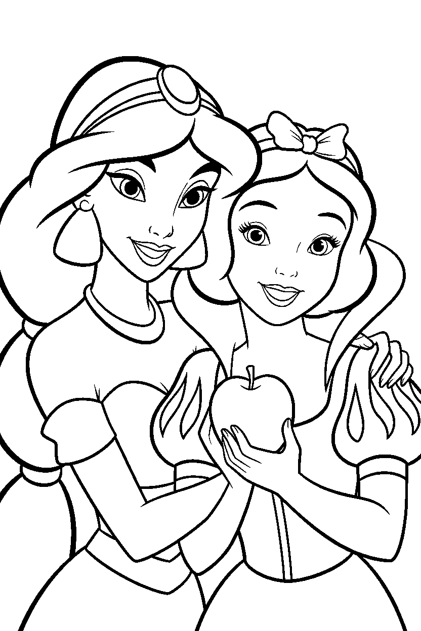 jasmine snow white friends line art