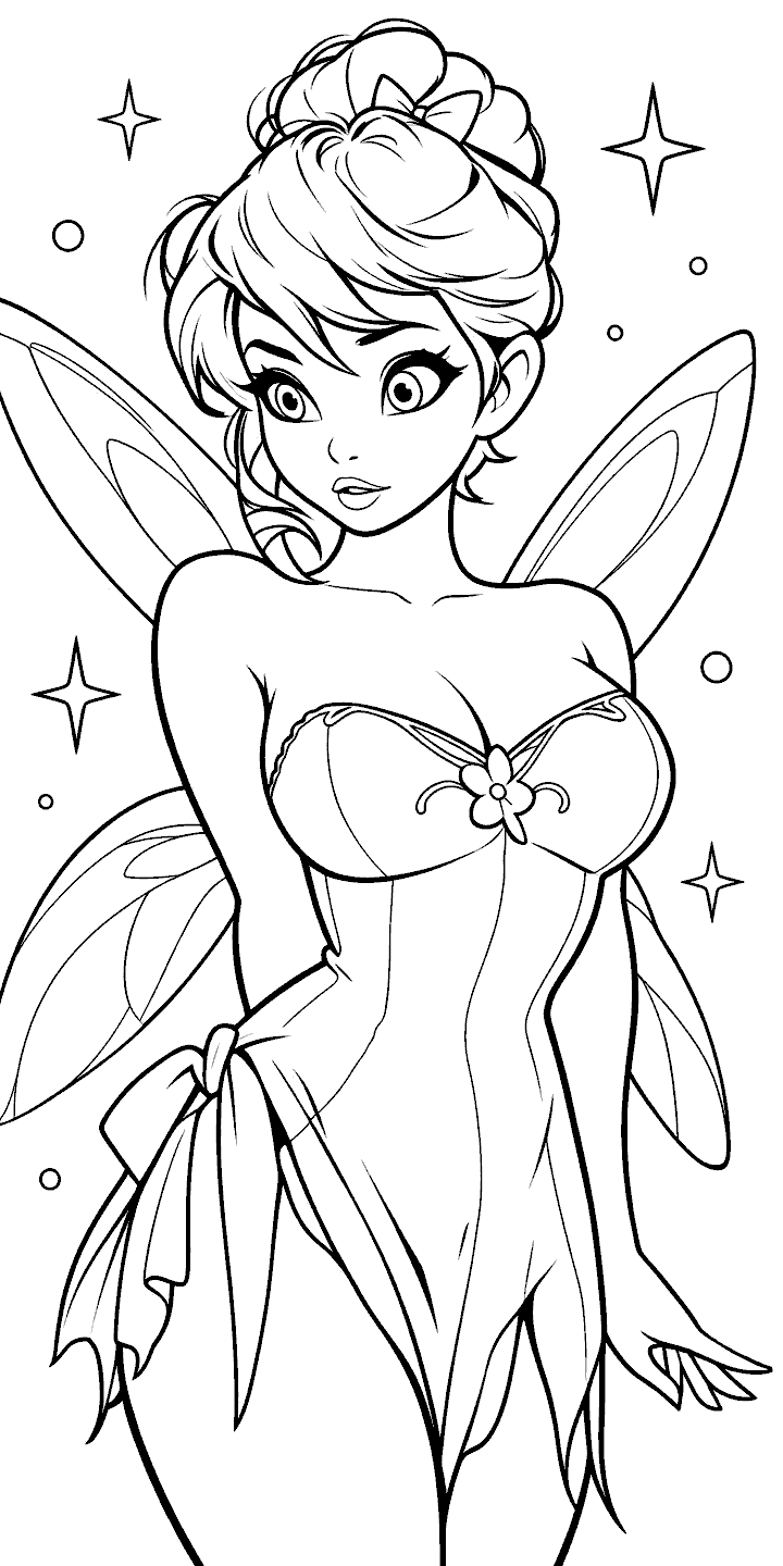 magical fairy princess tinker bell anime style line art
