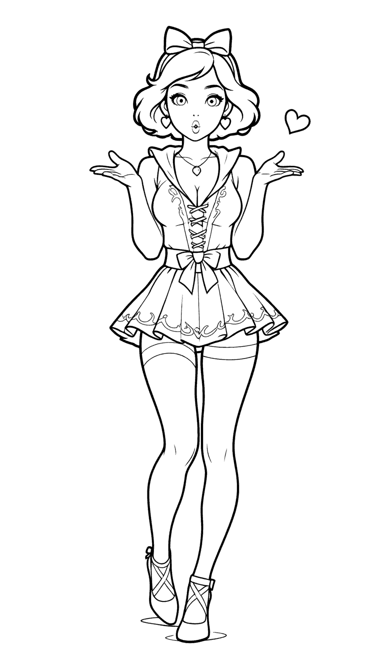 modern snow white anime princess blowing a heart kiss