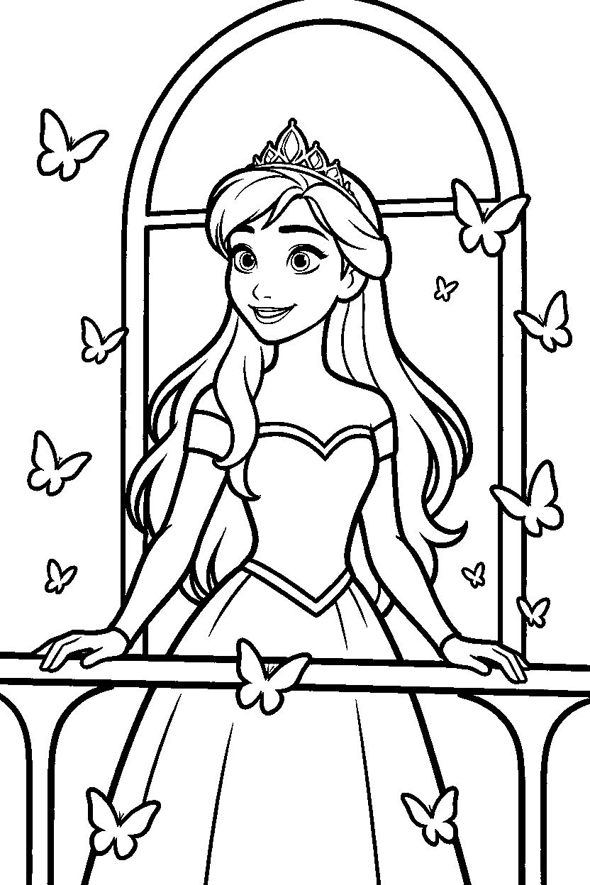 princess anna frozen balcony line art