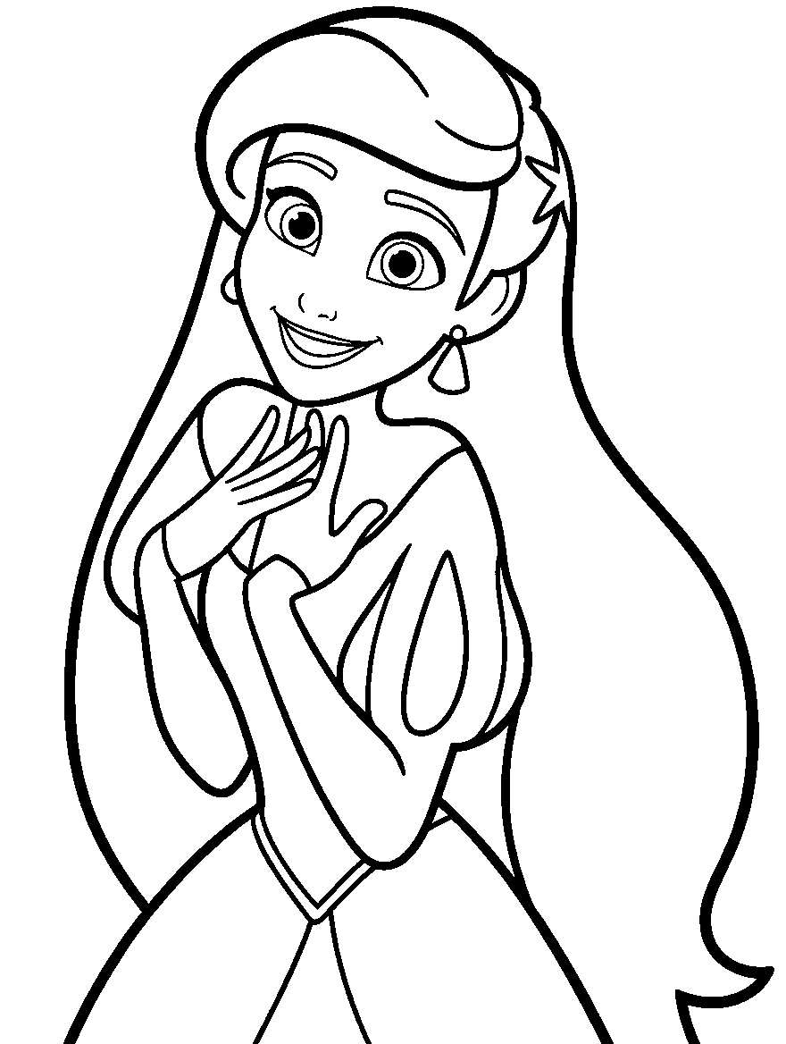 princess ariel elegant portrait line art