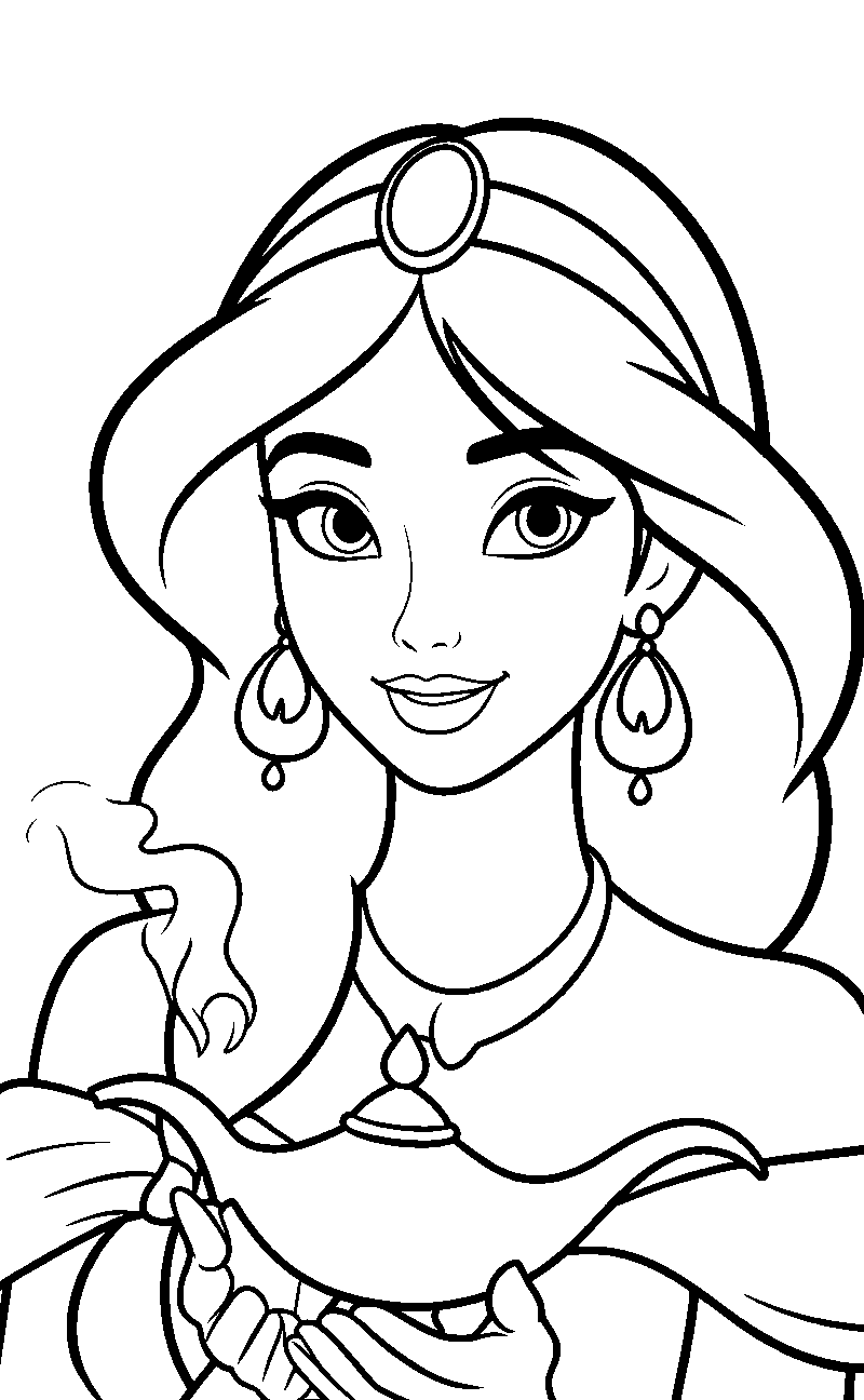princess jasmine magic lamp line art