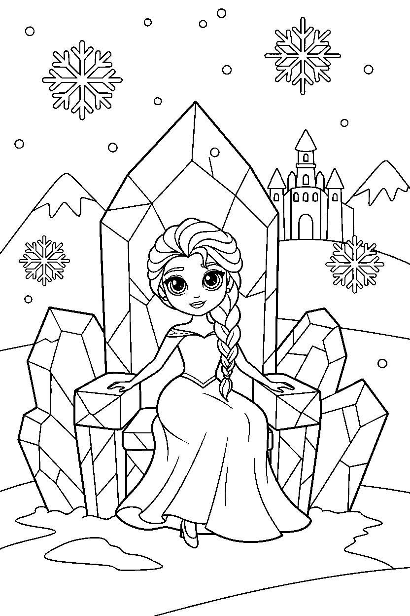 princess sitting in ice area line art