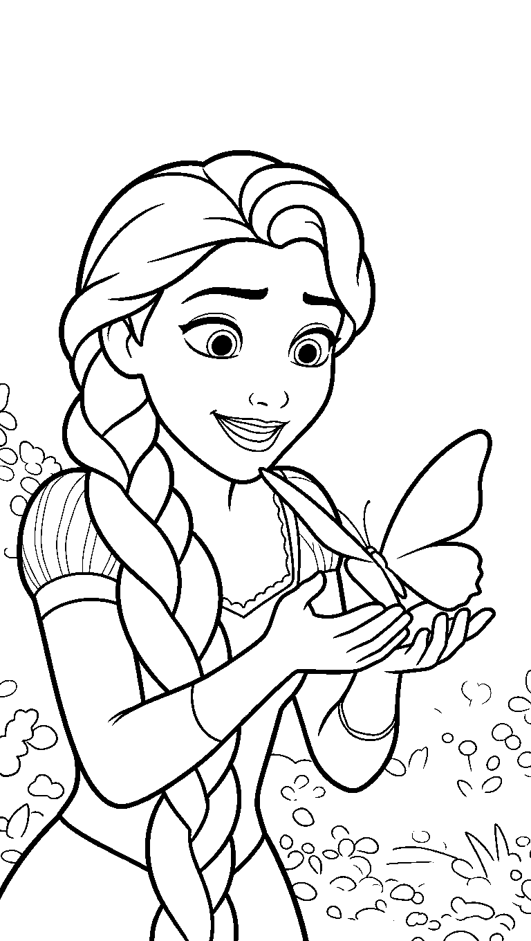 rapunzel butterfly garden line art