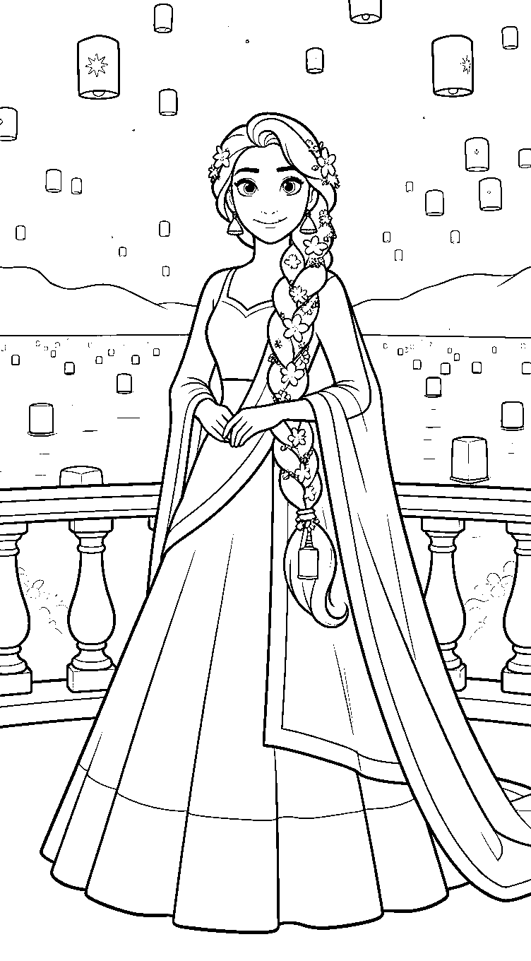 rapunzel floating lanterns balcony coloring