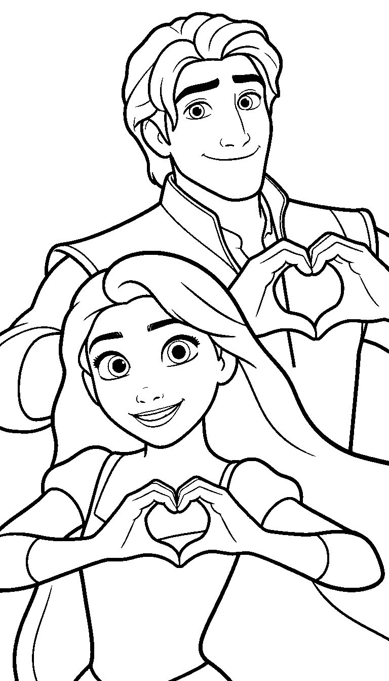 rapunzel flynn heart hands line art