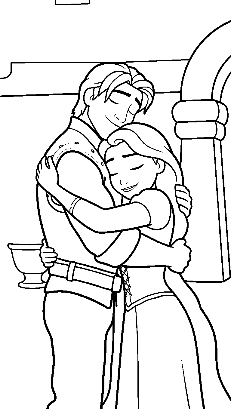 rapunzel flynn rider hug line art