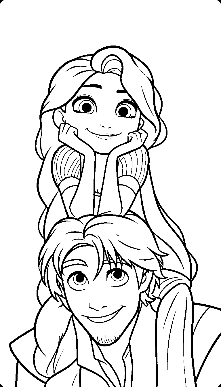 rapunzel flynn rider playful line art