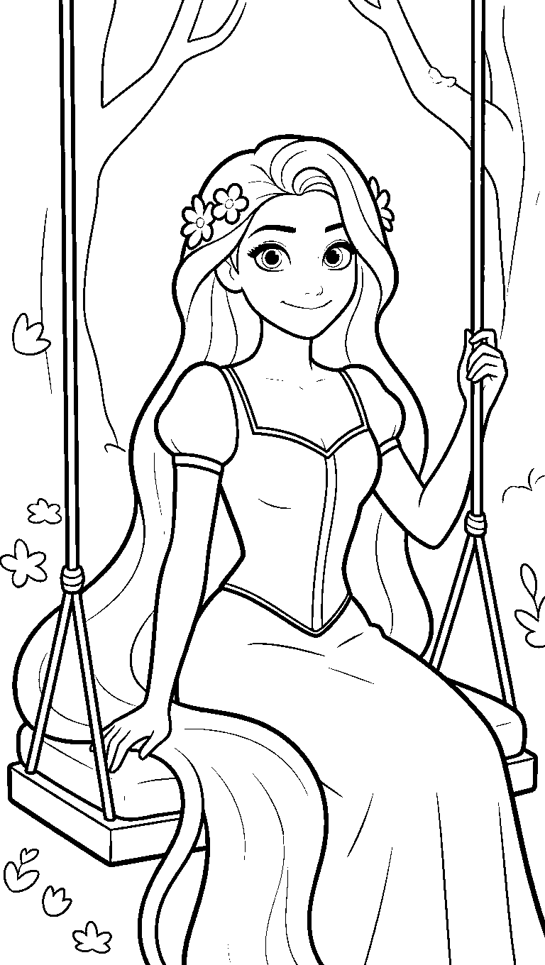 rapunzel garden swing line art