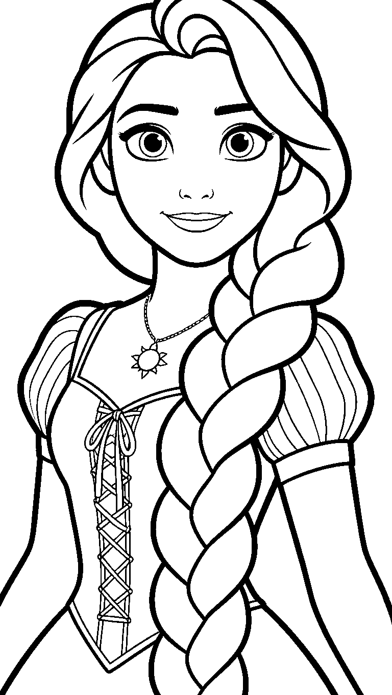 rapunzel sun necklace portrait line art