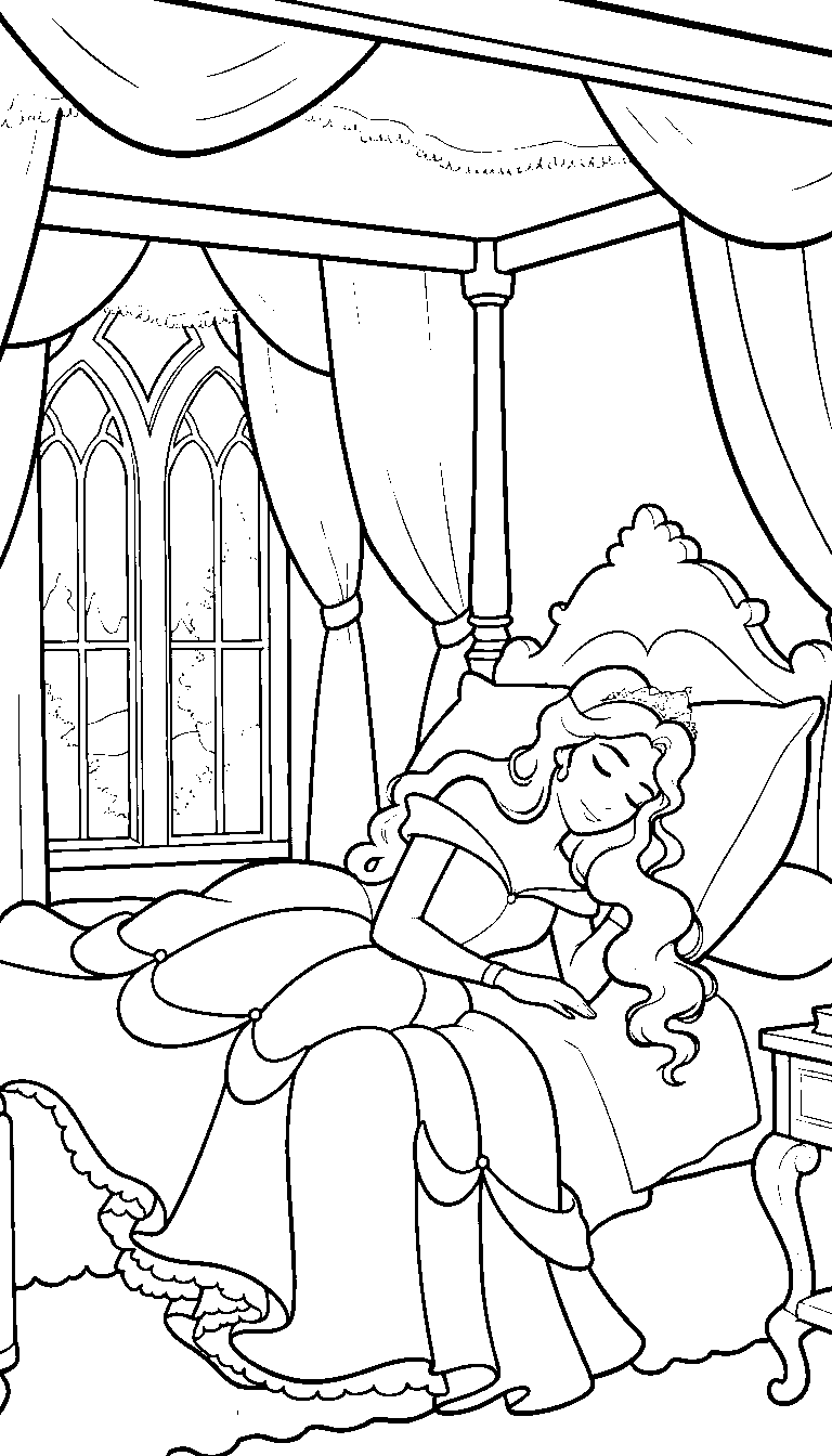 sleeping beauty aurora castle bed coloring