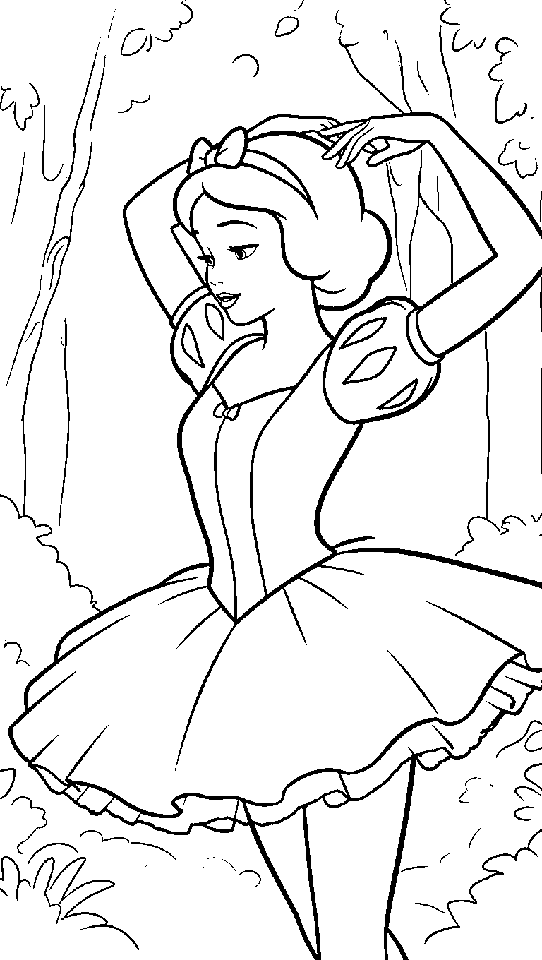 snow white ballerina line art