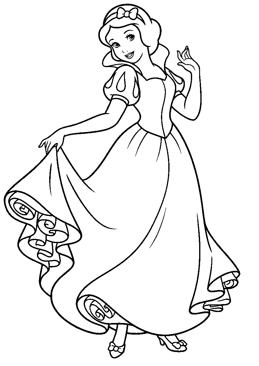 snow white dancing twirl line art