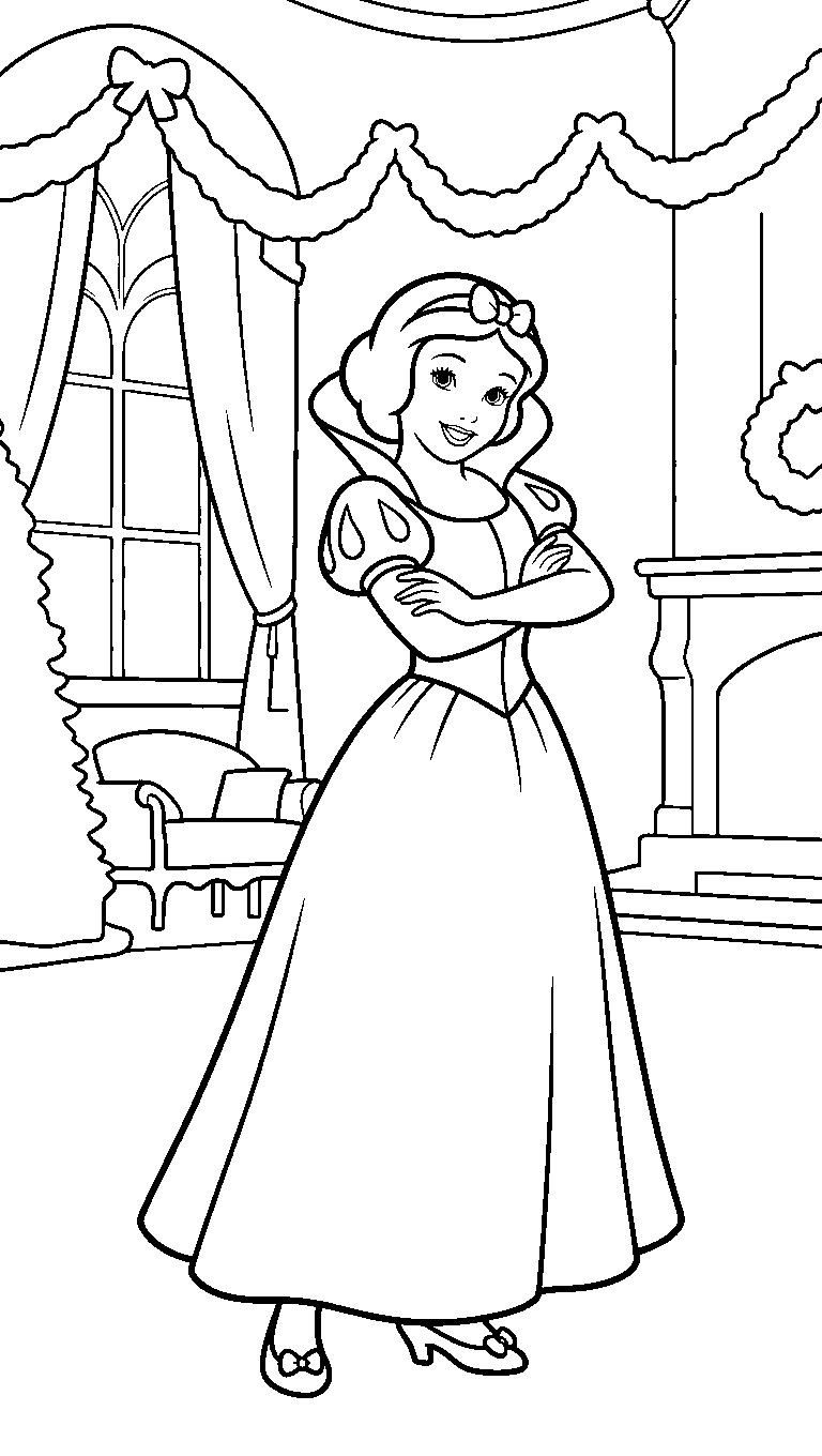 snow white festive palace room line art