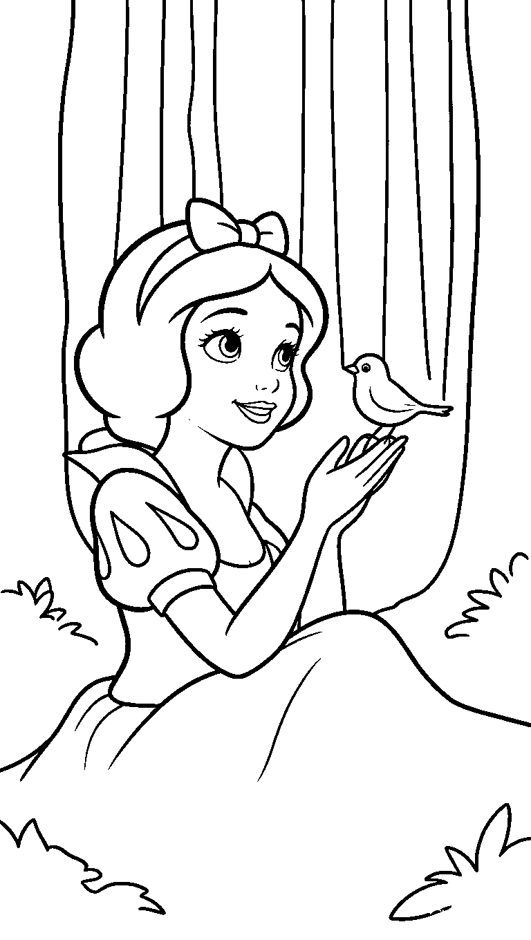 snow white forest bird line art