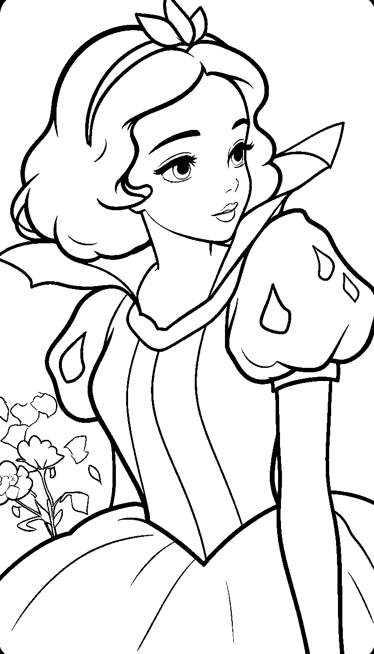 snow white garden portrait line art