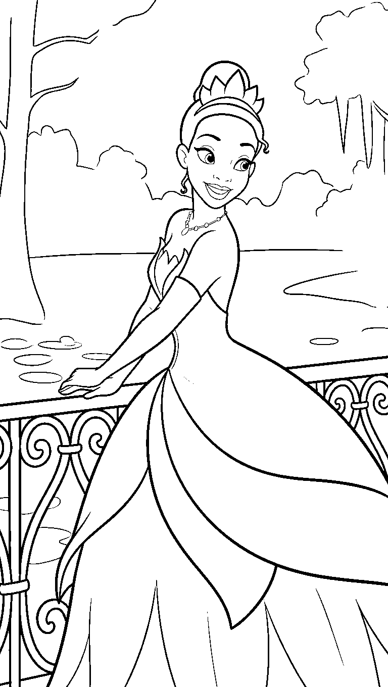 tiana bayou garden terrace line art