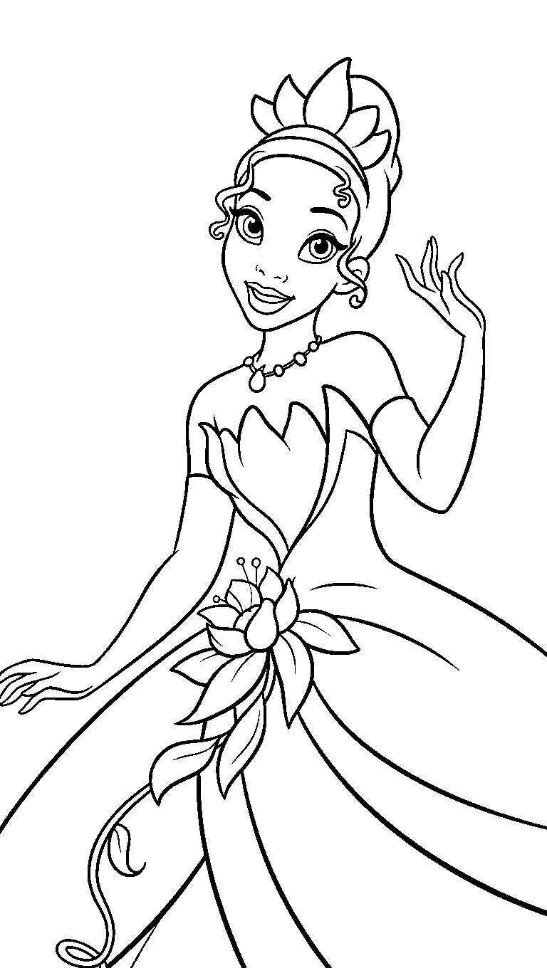 tiana lily gown tiara line art