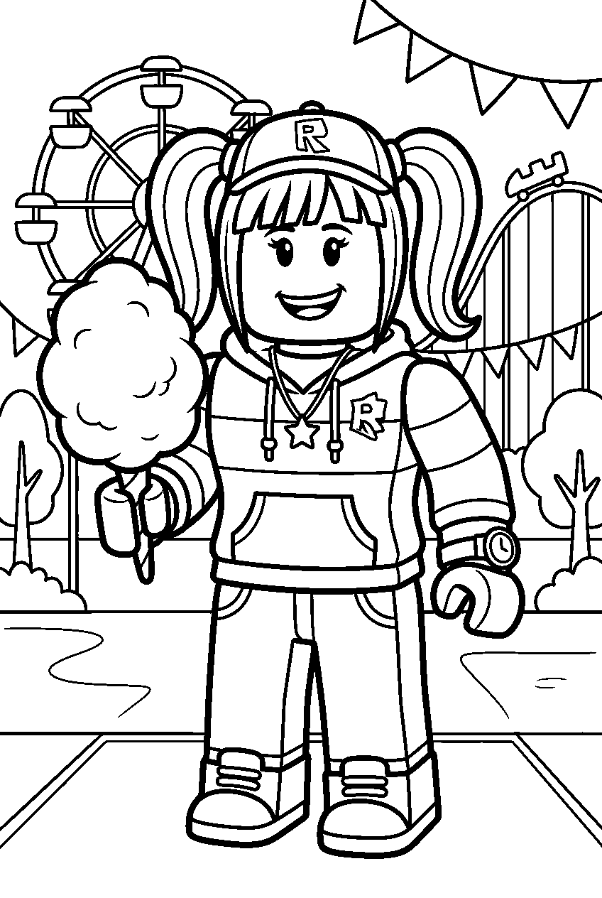 roblox avatar in amusement park line art