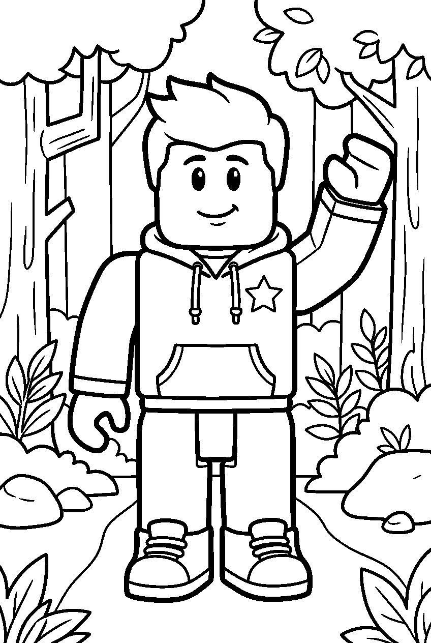 roblox avatar in forest line art