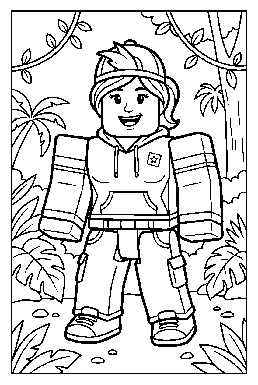 roblox avatar in jungle line art