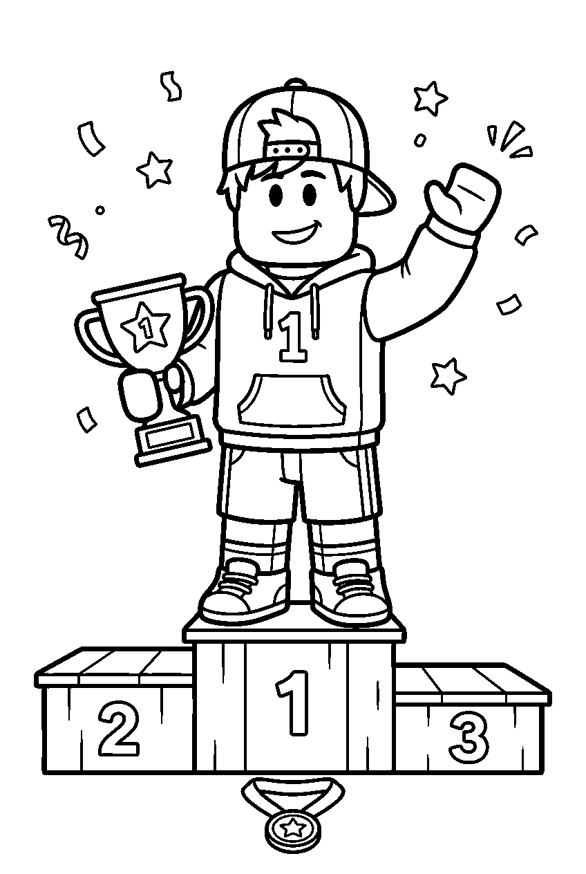 roblox avatar in winner s podium line art
