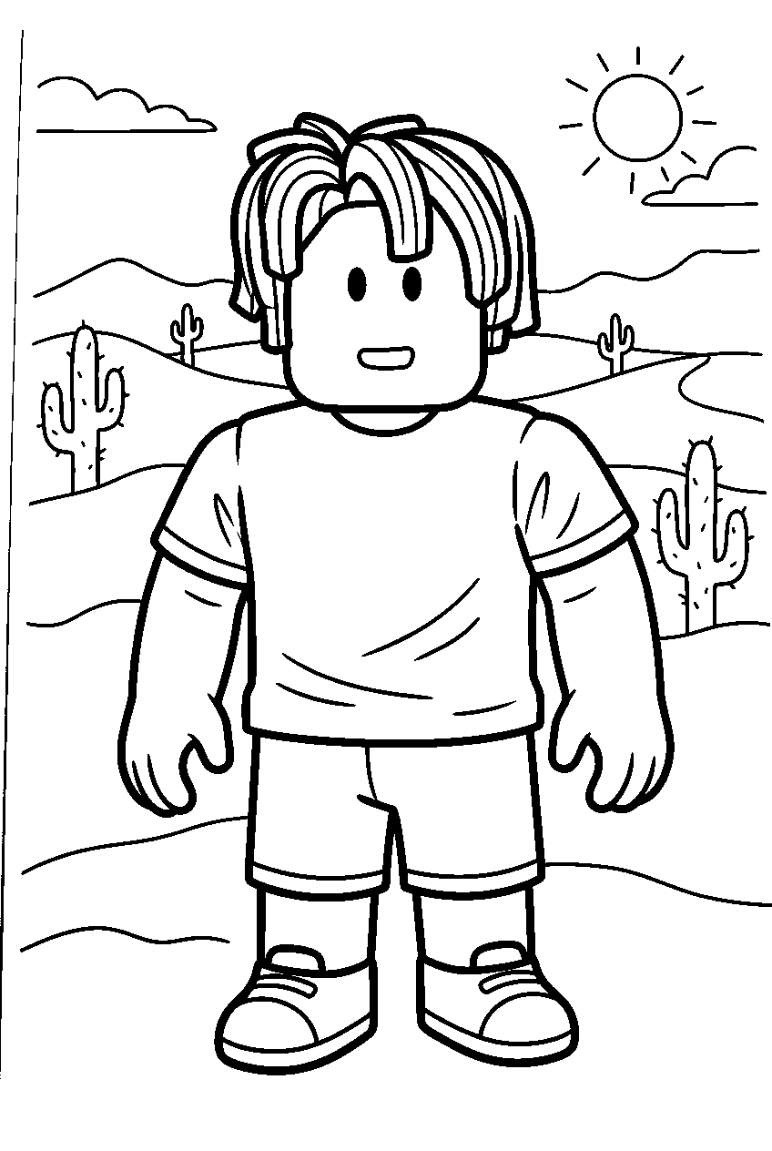 roblox bacon hair in desert line art