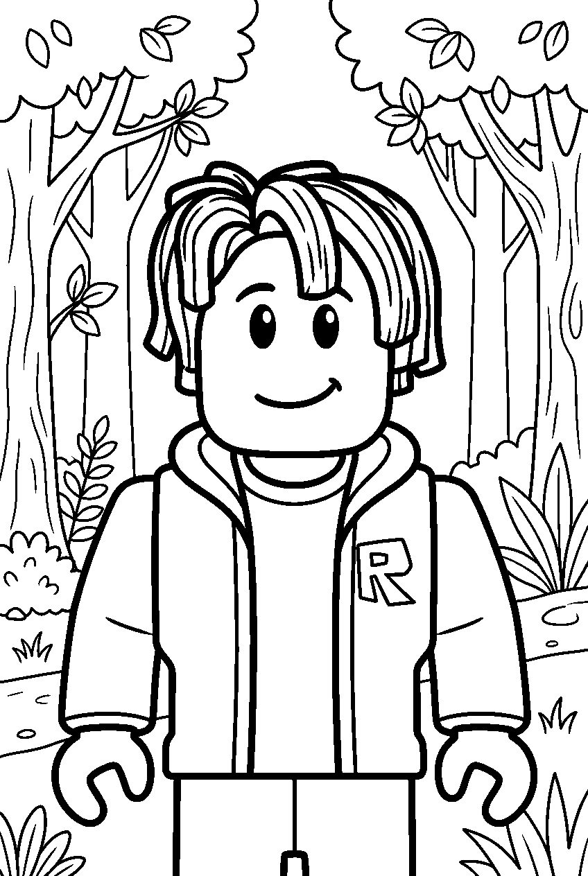 roblox bacon hair in forest line art