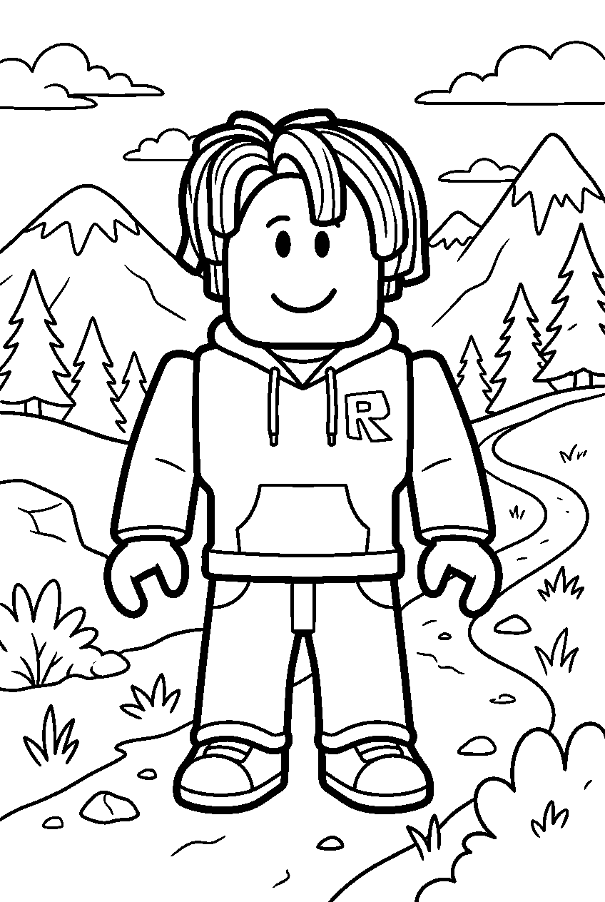 roblox bacon hair in mountain trail line art