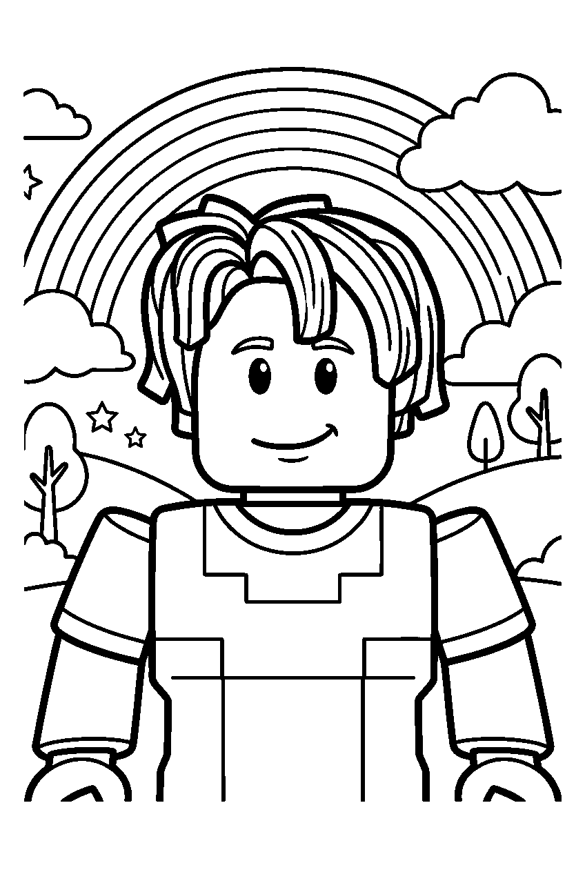 roblox bacon hair in rainbow world line art