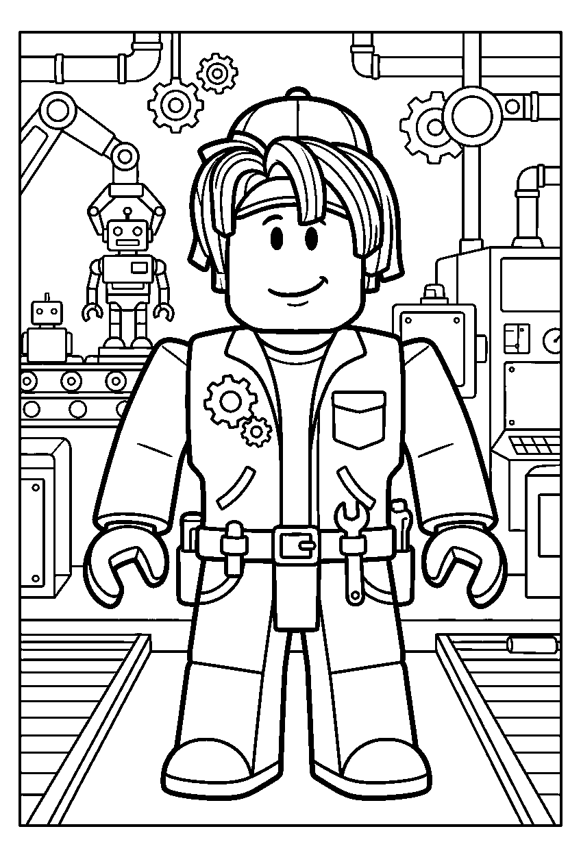 roblox bacon hair in robot factory line art