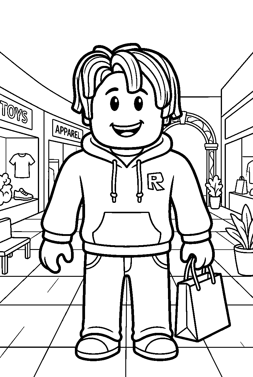 roblox bacon hair in shopping mall line art