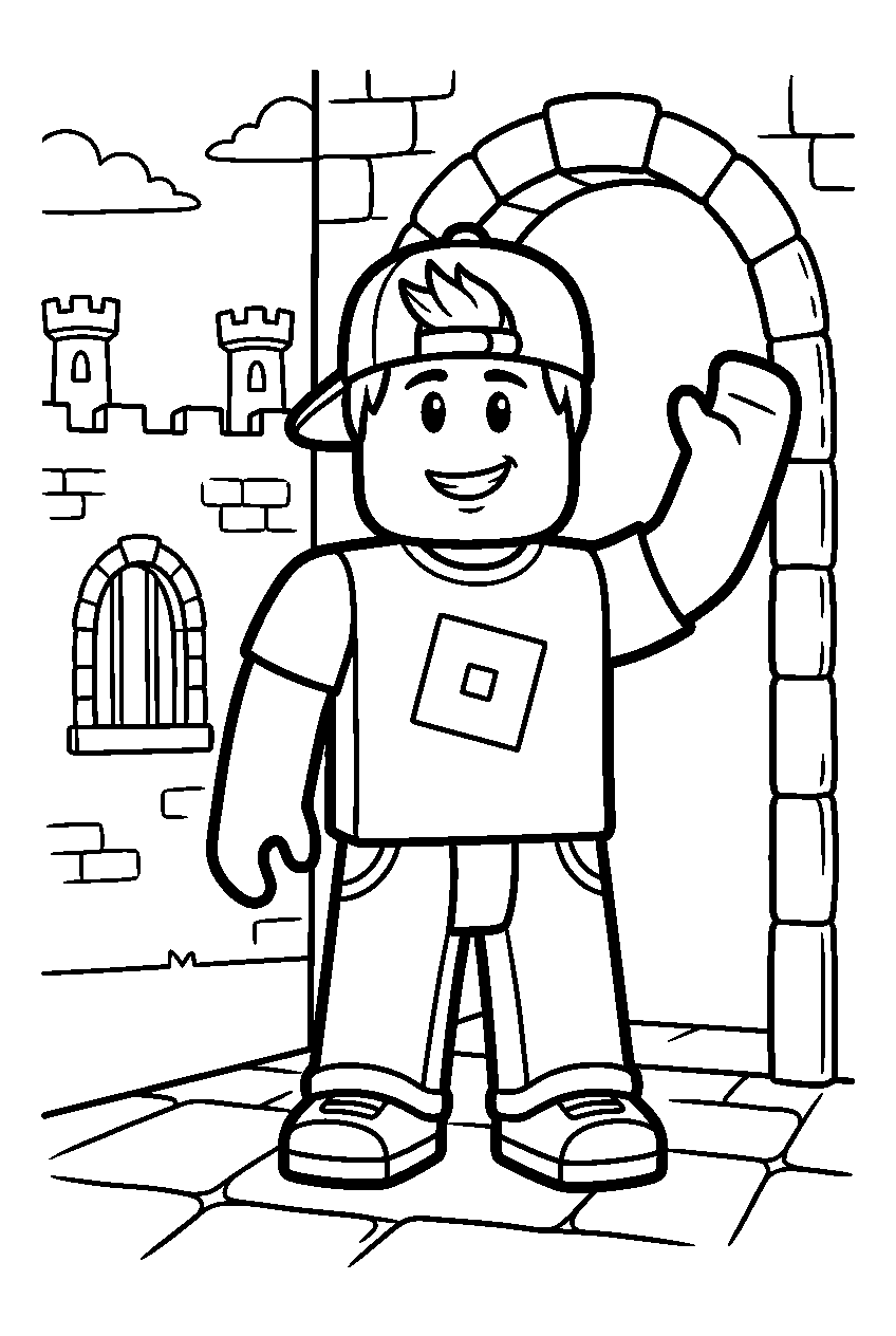 roblox boy in castle line art