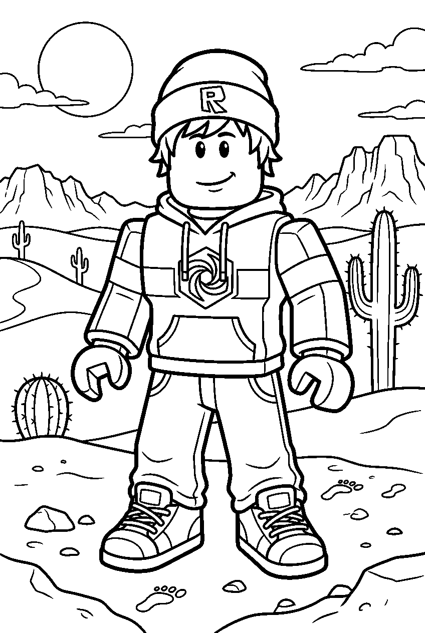 roblox boy in desert line art