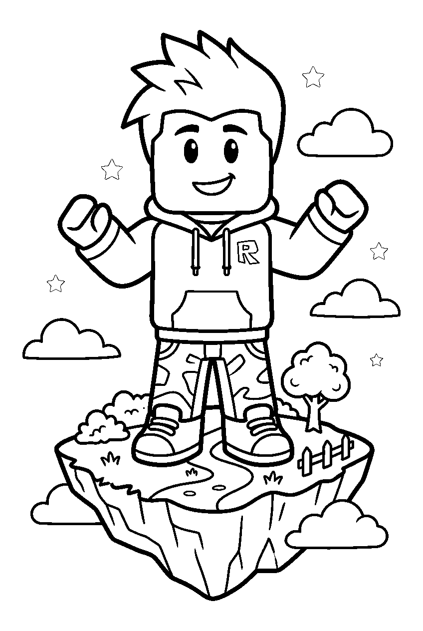 roblox boy in floating island line art