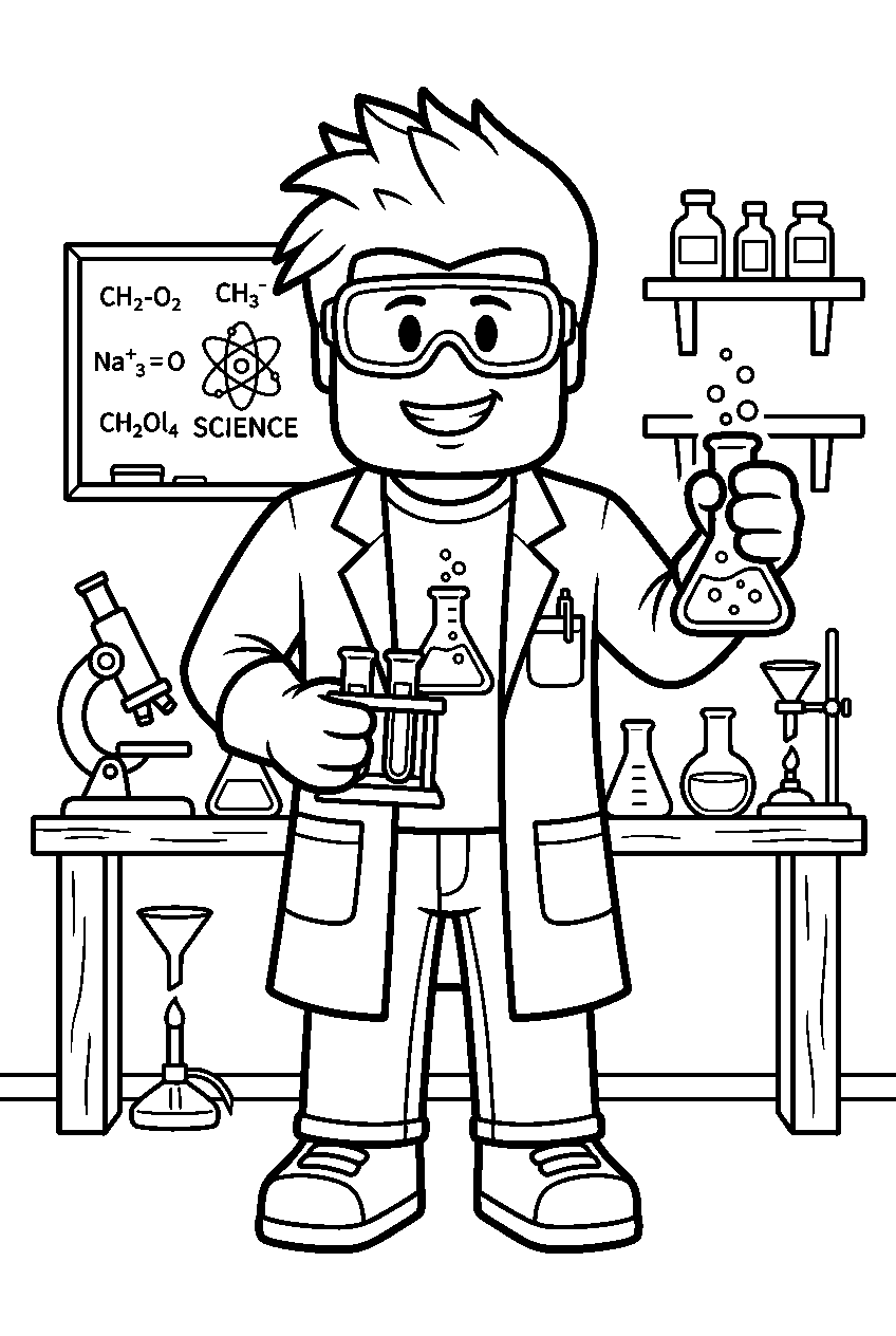 roblox boy in science laboratory line art