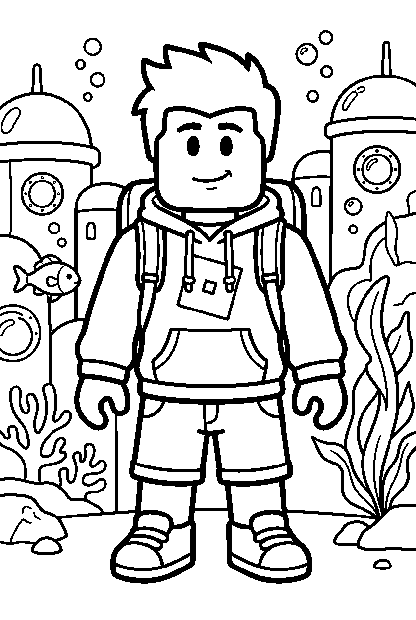 roblox boy in underwater city line art